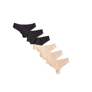 Magic Bodyfashion Women 6 Pack Gift Set Thong Beige/Black Size XL